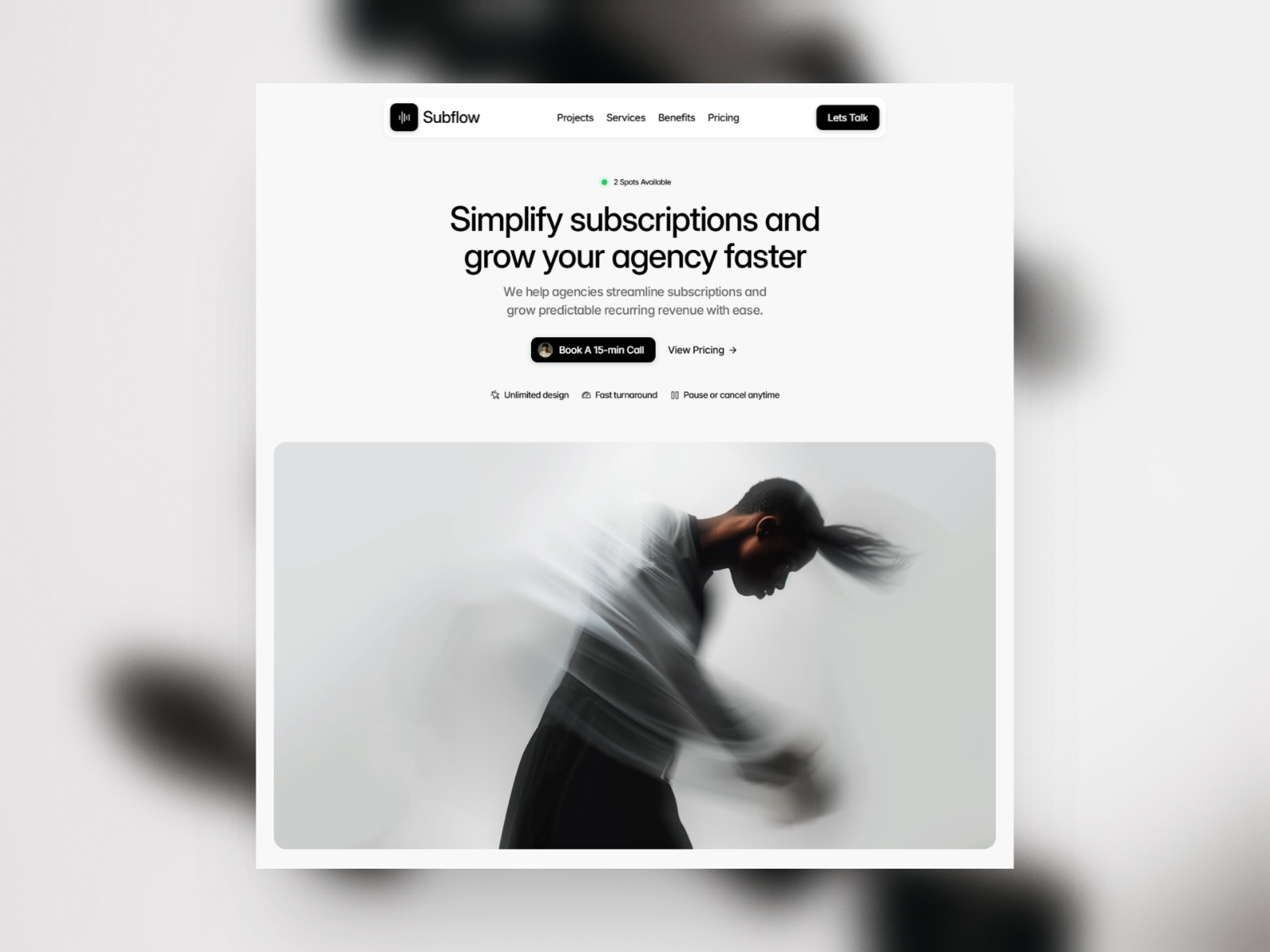 Subflow — Free Subscription Agency Framer Template preview