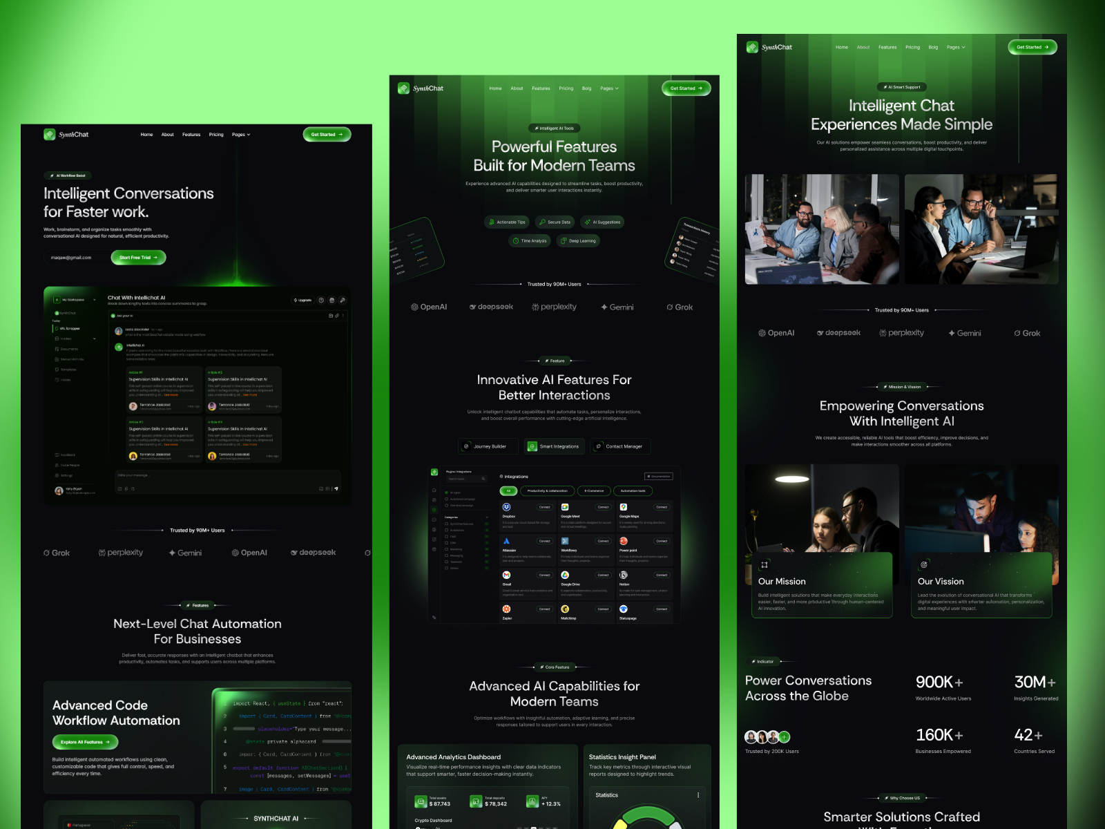 SynthChat — Free AI Chat & Assistant SaaS Framer Template preview