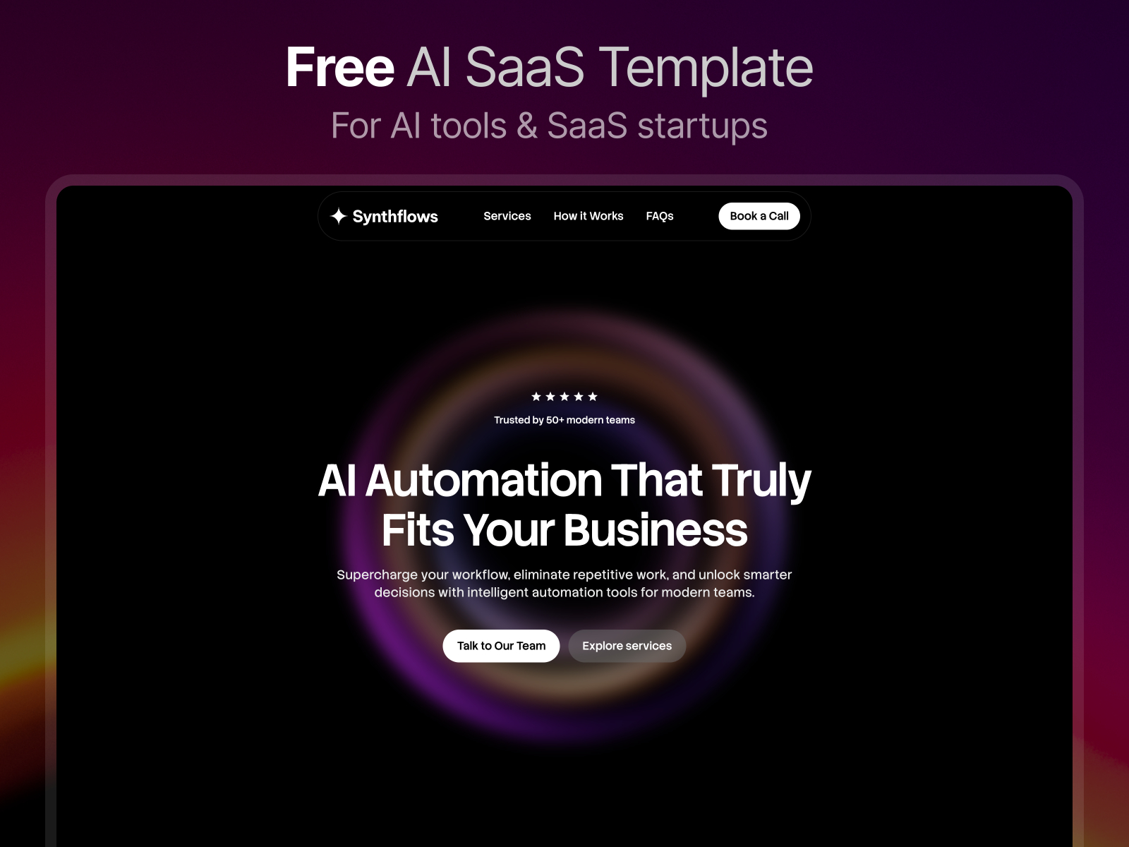 Synthflows — Free SaaS Framer Template preview