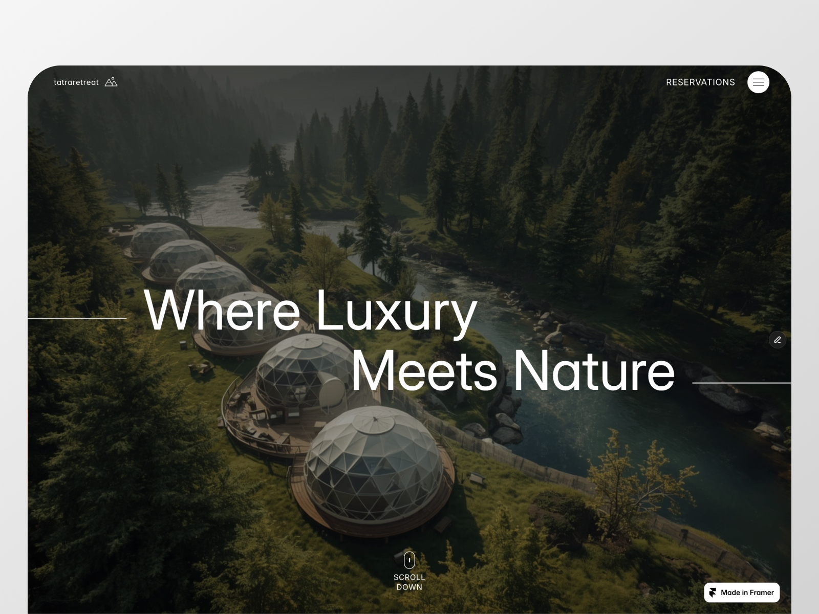 Tatra Retrea — Free Glamping & Retreat Framer Template preview