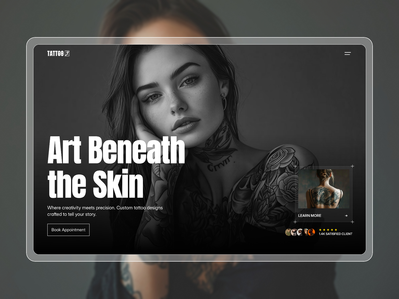 Tattooverse — Free Tattoo Studio Framer Template preview
