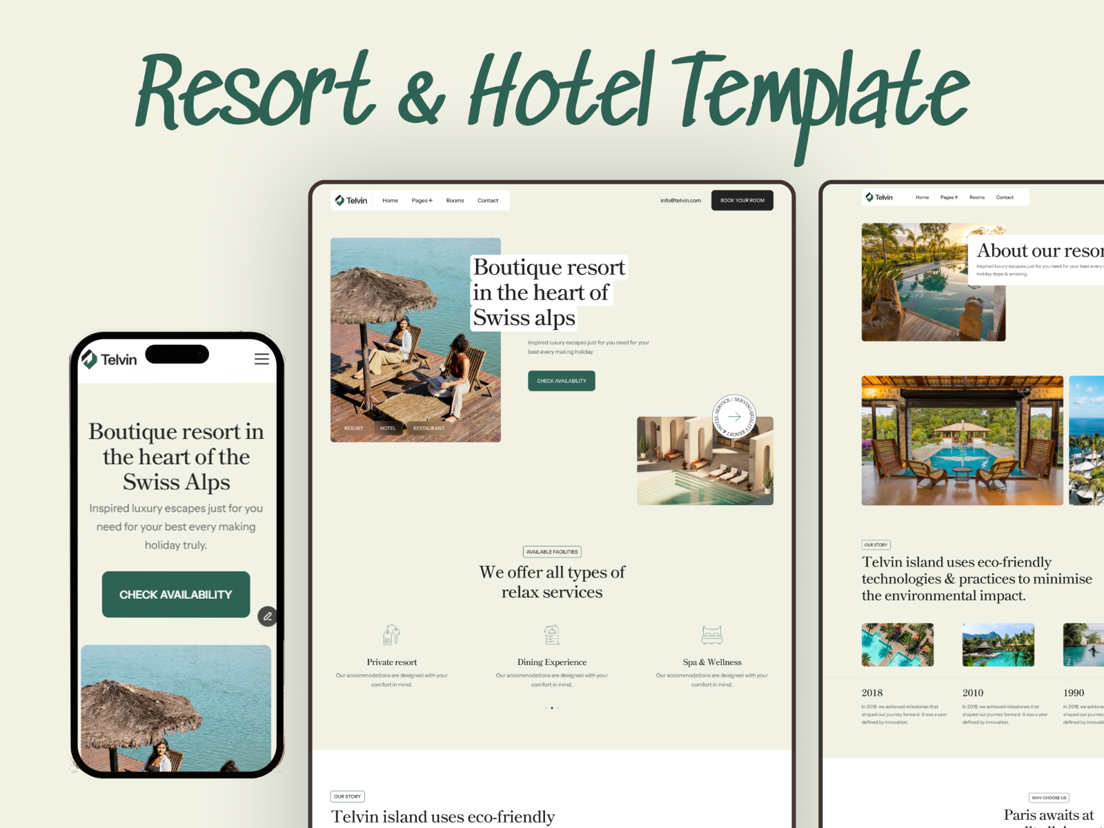 Telvin - Free Hospitality Framer Template preview