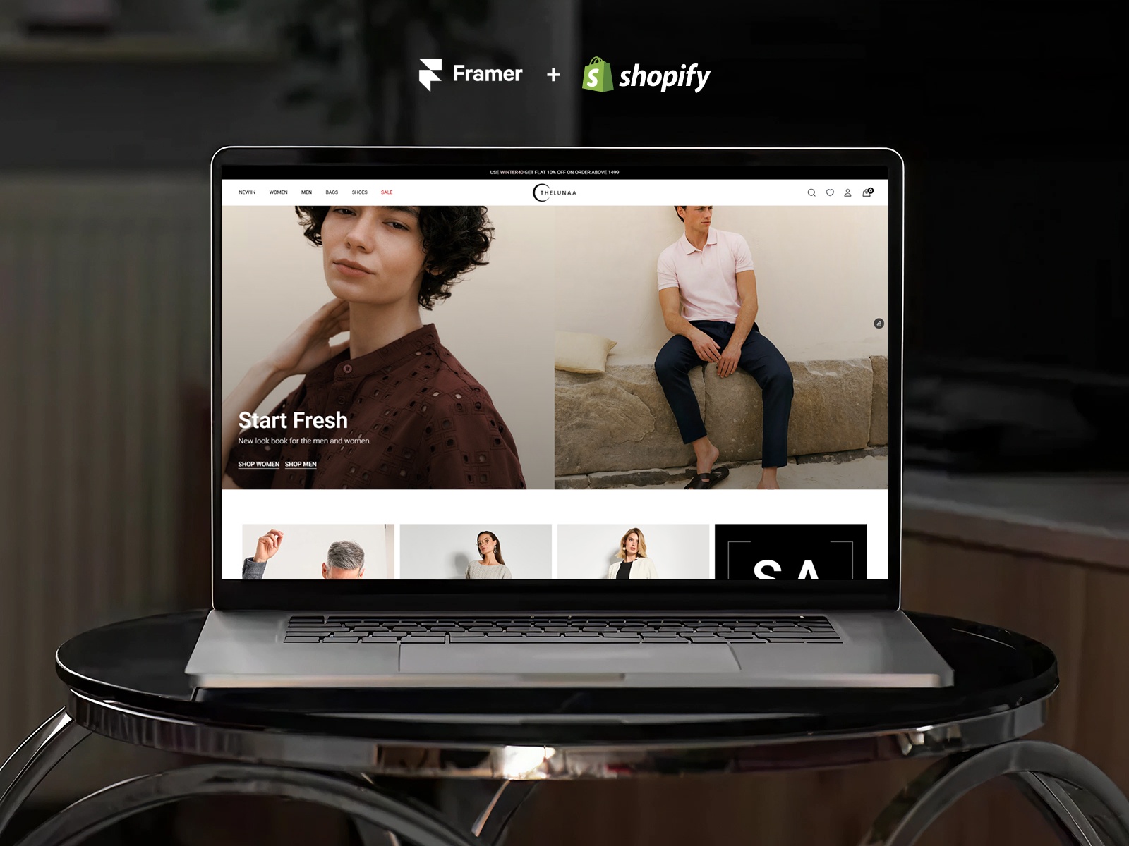 The Lunaa — Free Ecommerce Framer Template preview