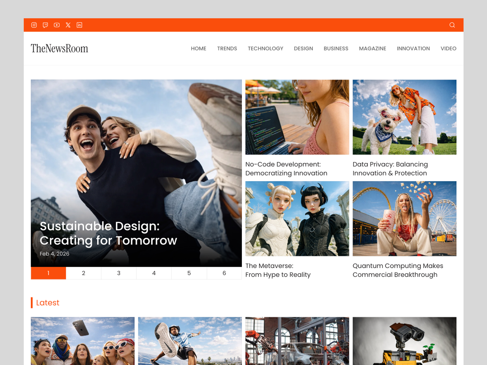 The NewsRoom — Free News & Magazine Site Framer Template preview
