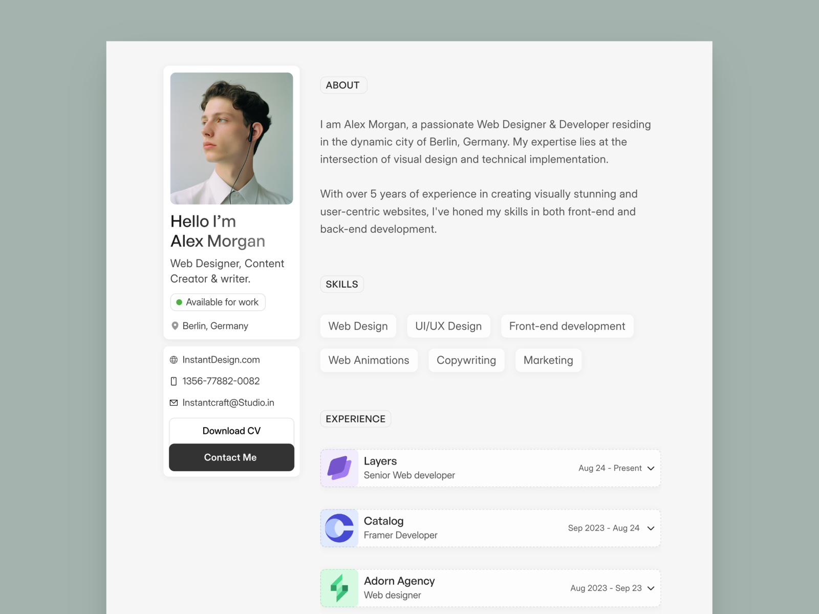 The Strongest — Free Portfolio Website Template by Mr. Cosmos — Free Portfolio Template for Framer by Mr. Cosmos preview