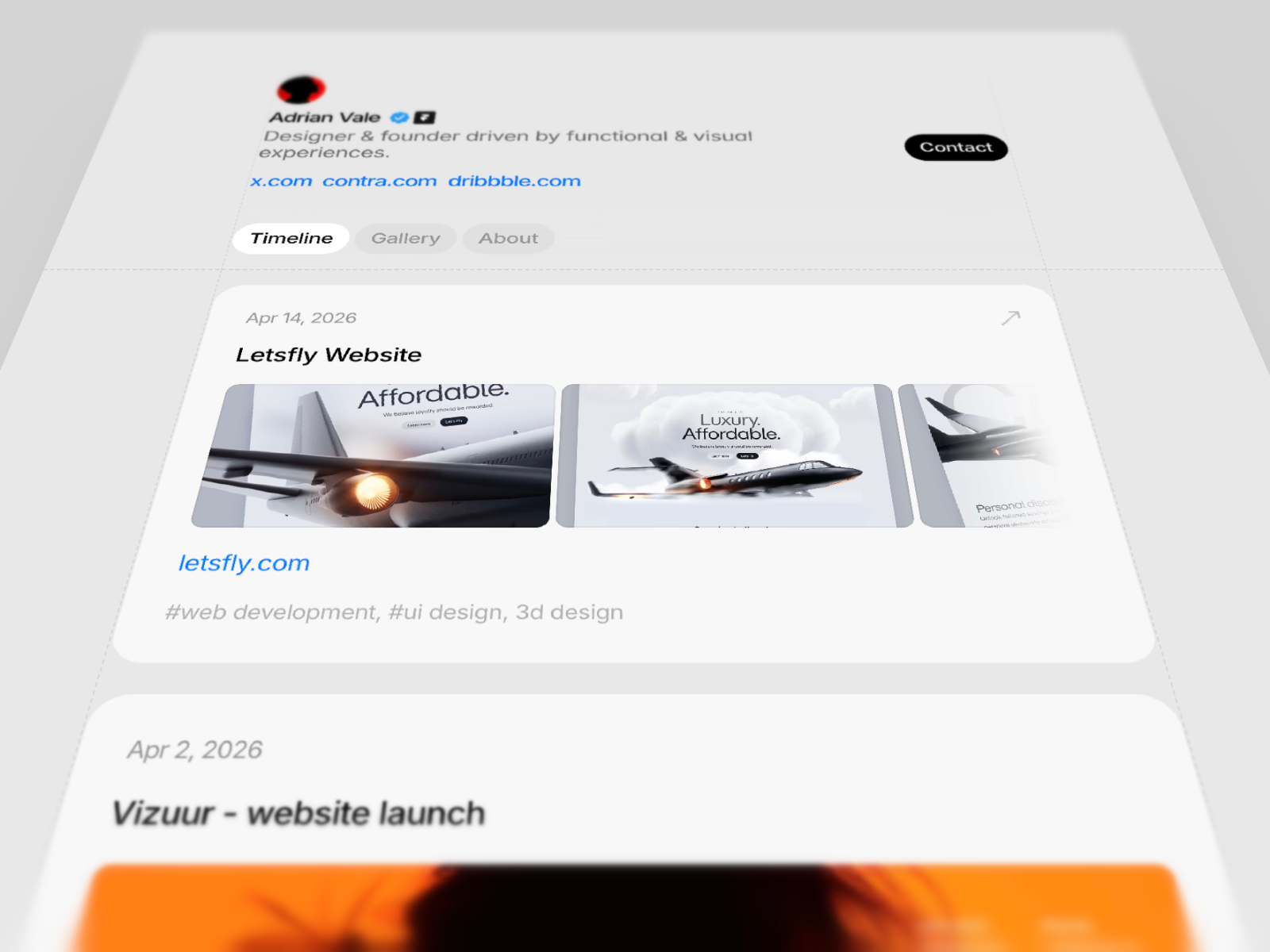 Timeline — Free Editorial Feed Framer Template preview