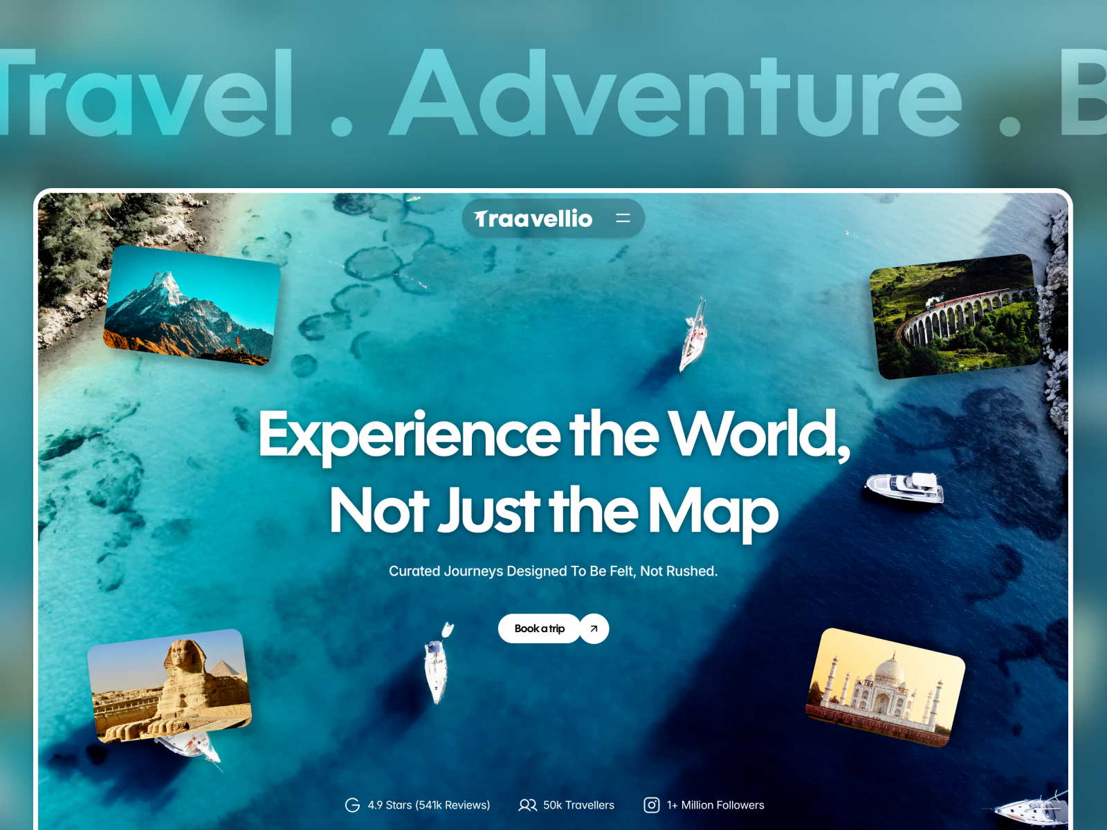 Traavellio — Free Travel Agency Framer Template preview