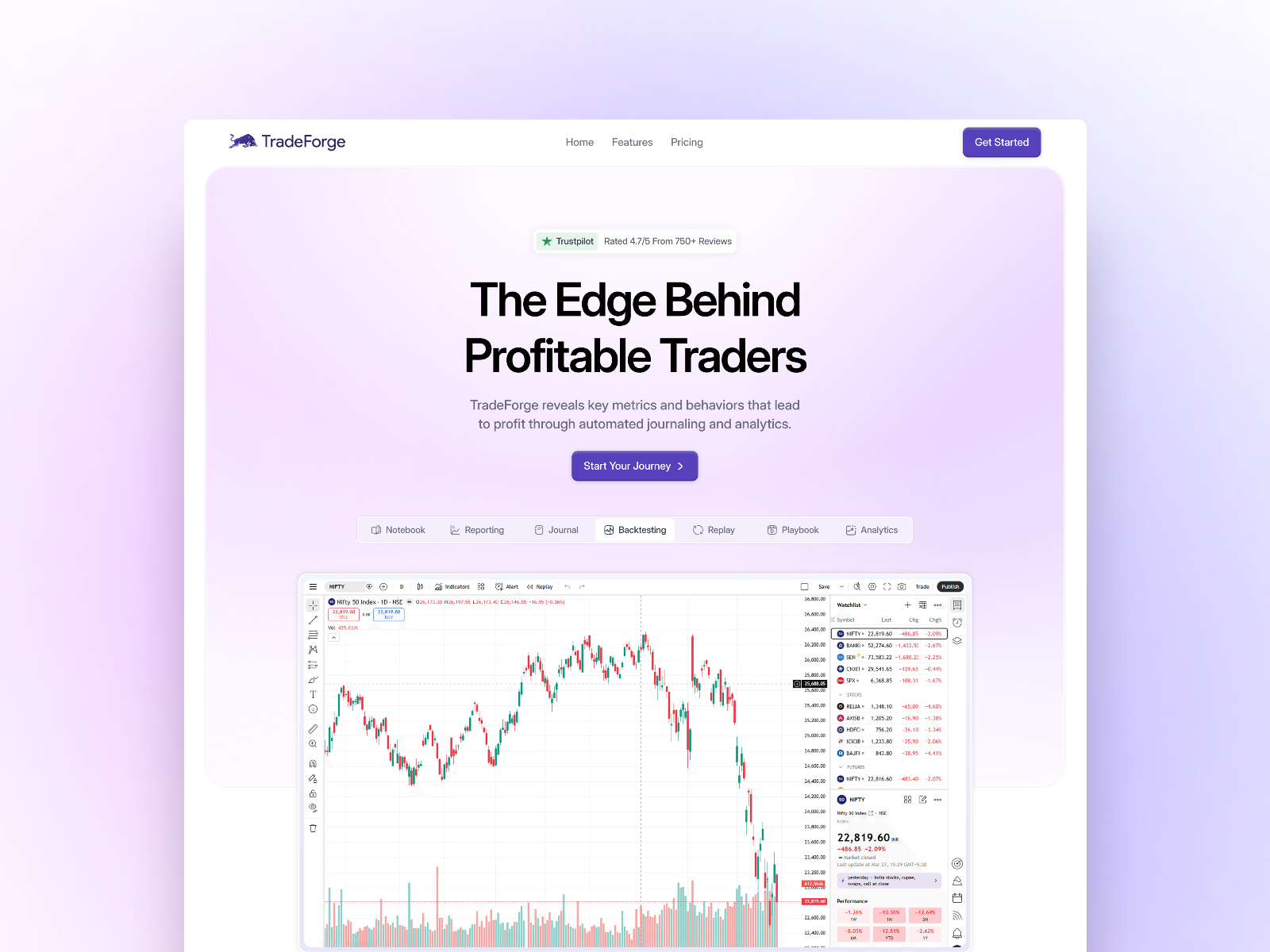 TradeForge — Free Trading & Analytics SaaS Framer Template preview