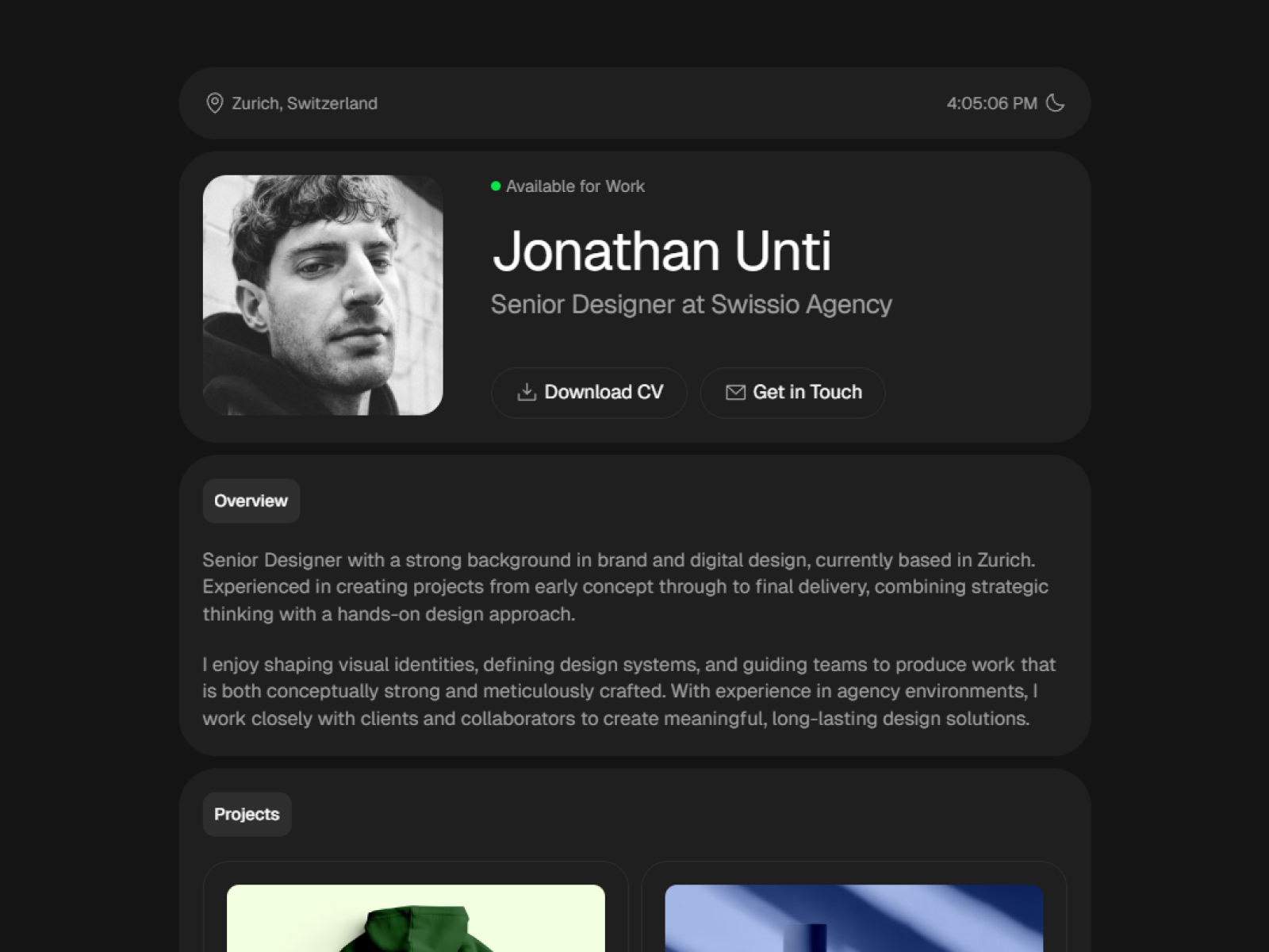 Unti — Free Portfolio Framer Template preview