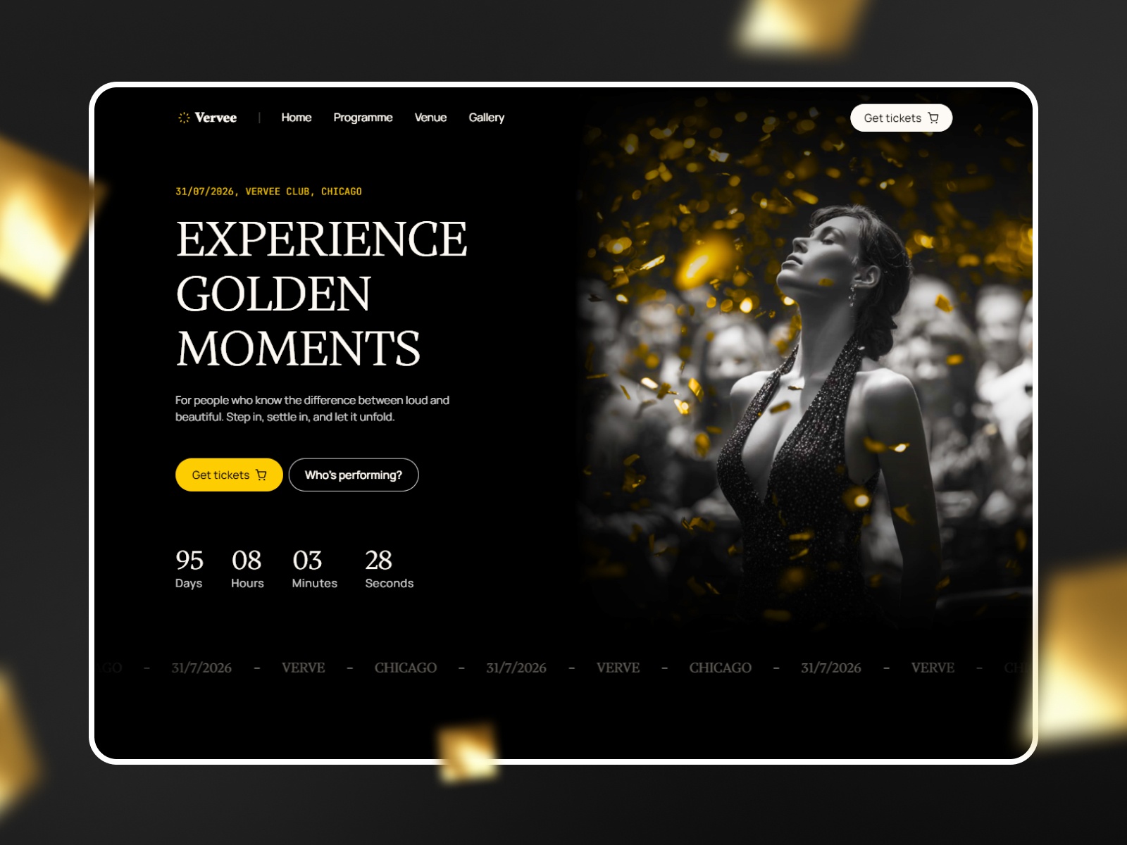 Vervee — Free Event & Nightlife Framer Template preview