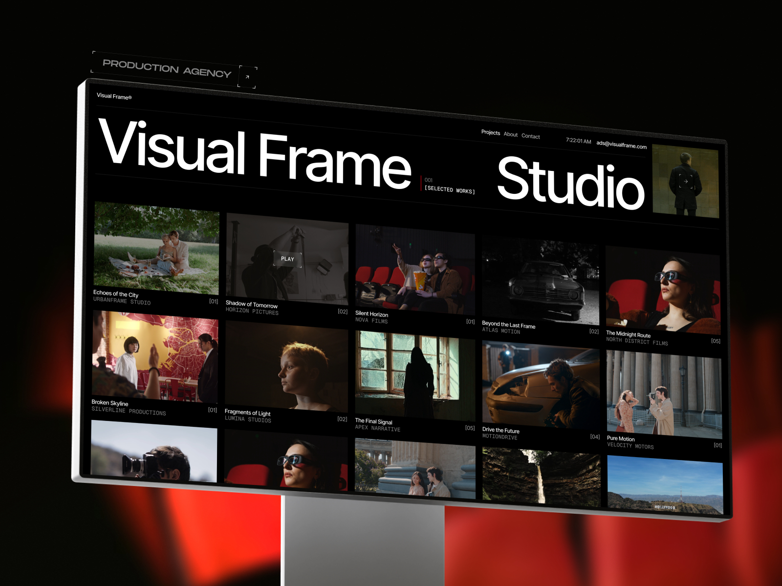 Visual Frame — Free Video & Reel Portfolio Framer Template preview