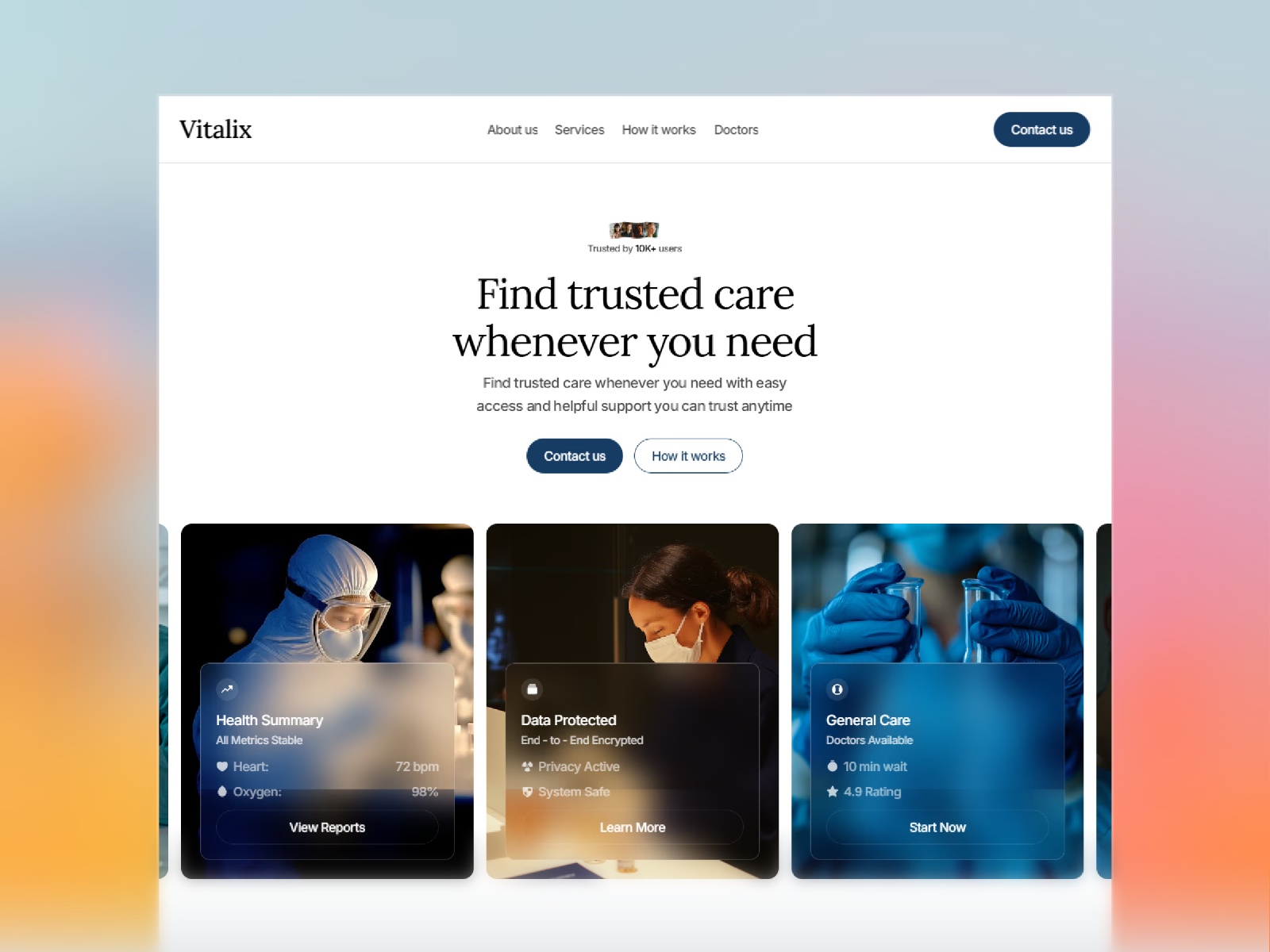Vitalix — Free Healthcare Landing Framer Template preview