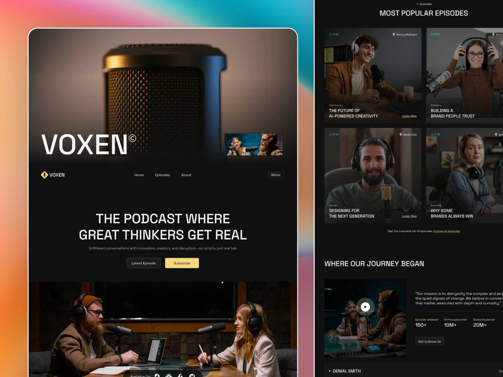 Voxen — Free Podcast & Radio Framer Template preview