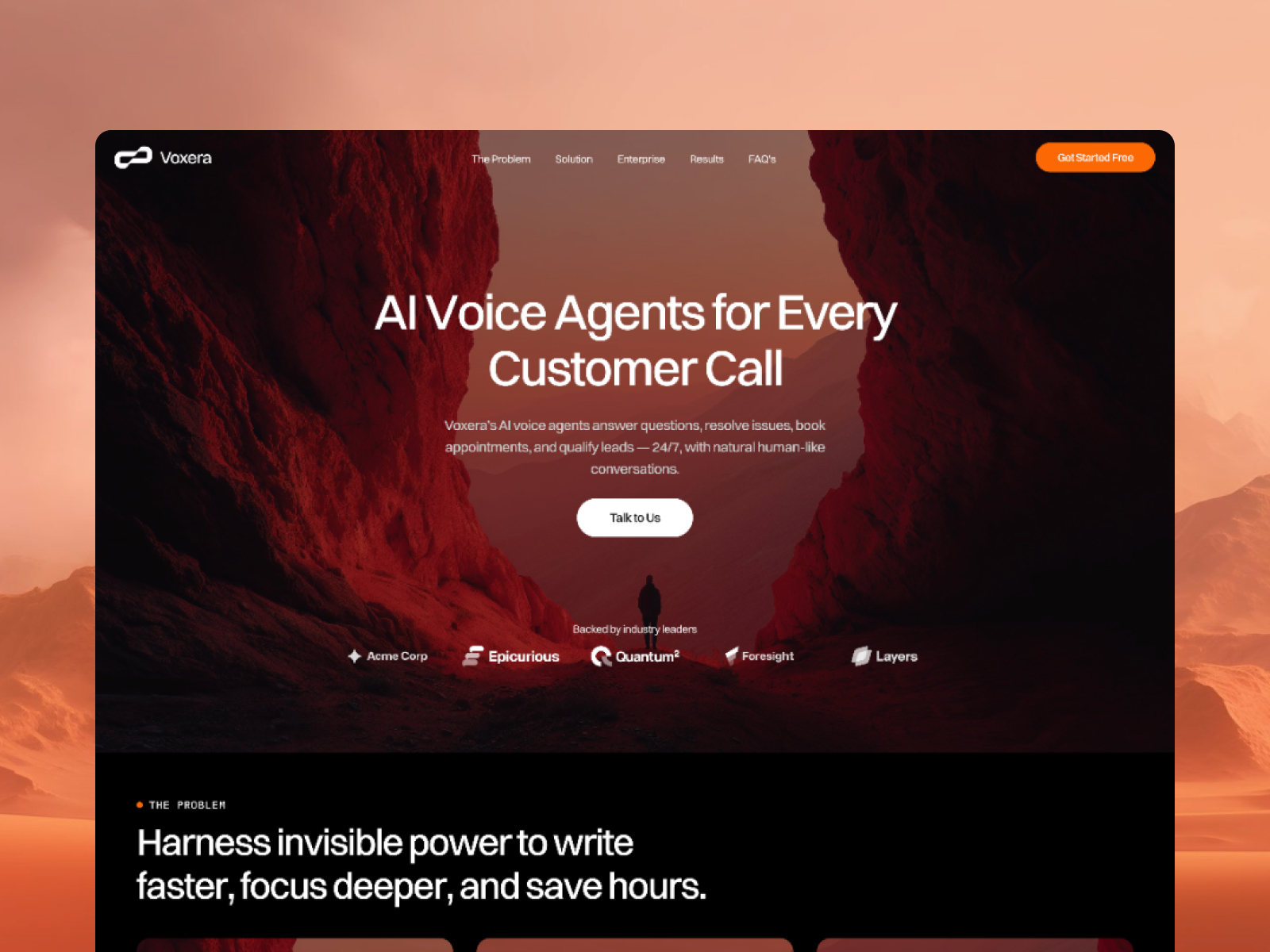 Voxera — Free Dark AI & SaaS Framer Template preview