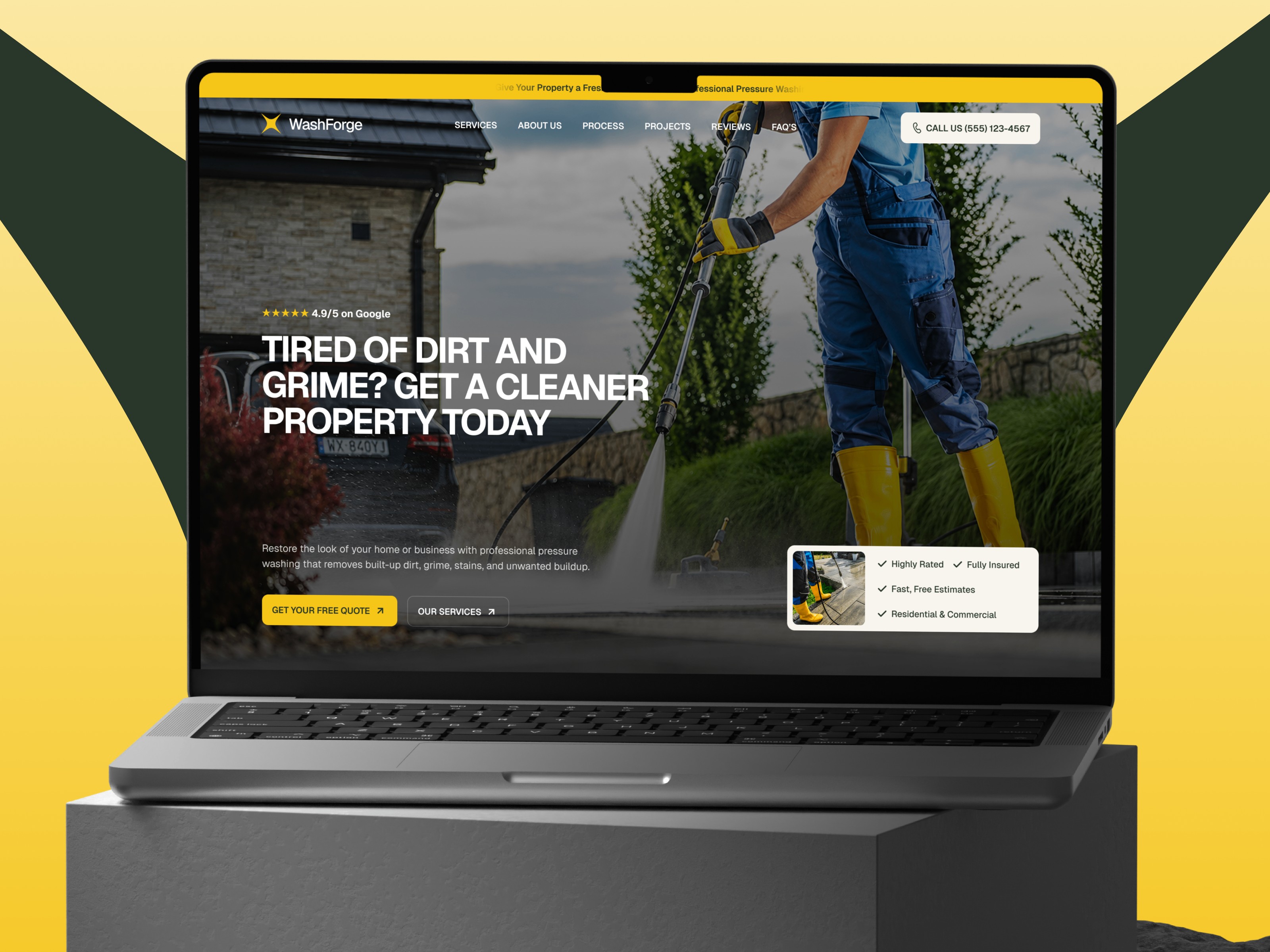 WashForge: Free Landscaping Website Template by Numan Habib — Free Portfolio Framer Template preview