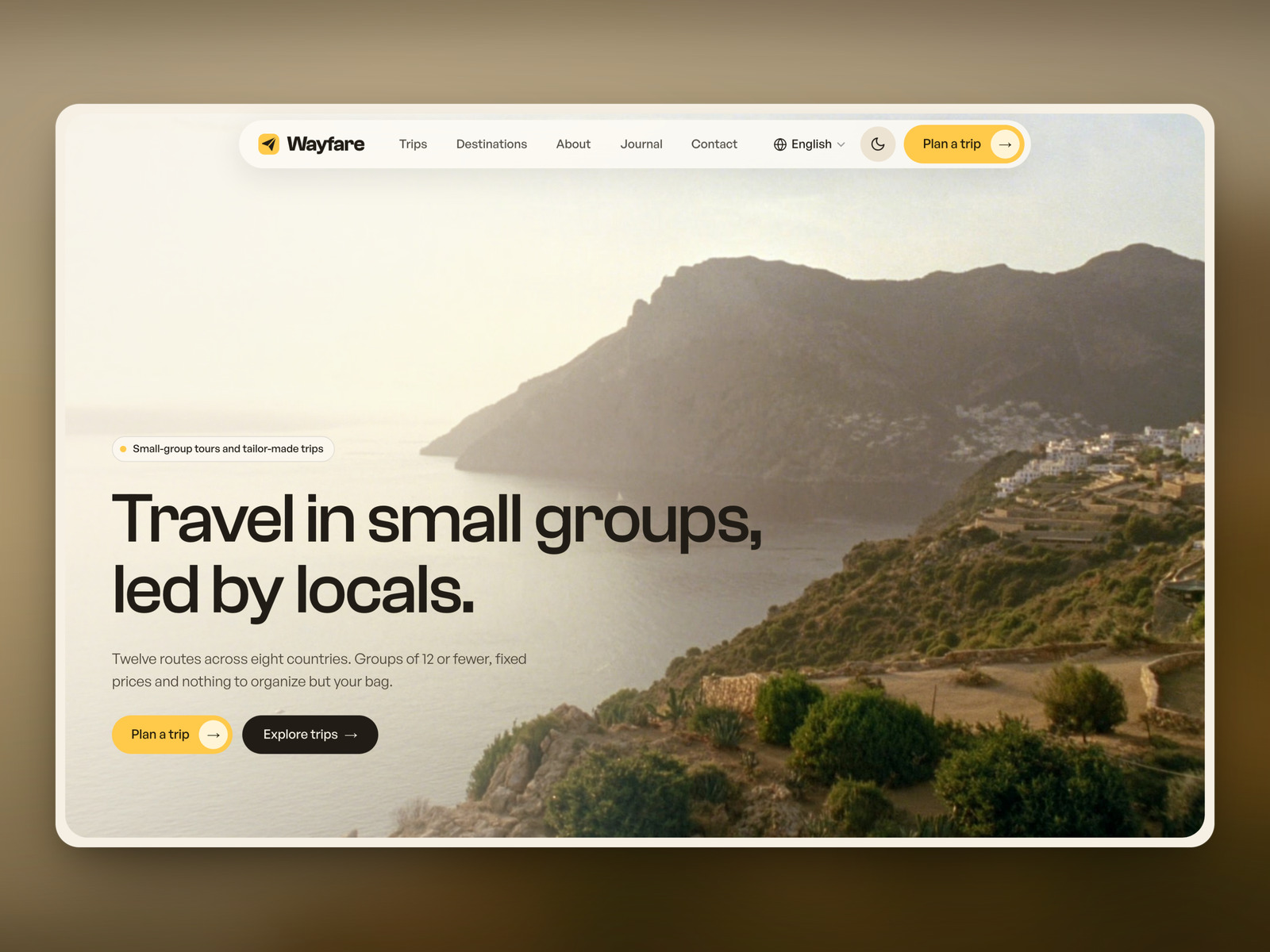 Wayfare — Free Travel Template for Framer preview