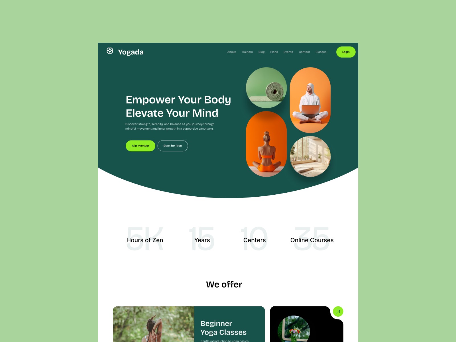 Yogada — Free Fitness Template for Framer by OneFrame preview
