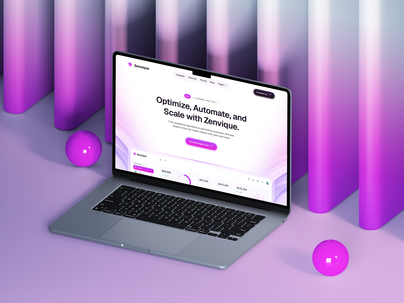 Zenvique — Free SaaS Product Marketing Framer Template preview