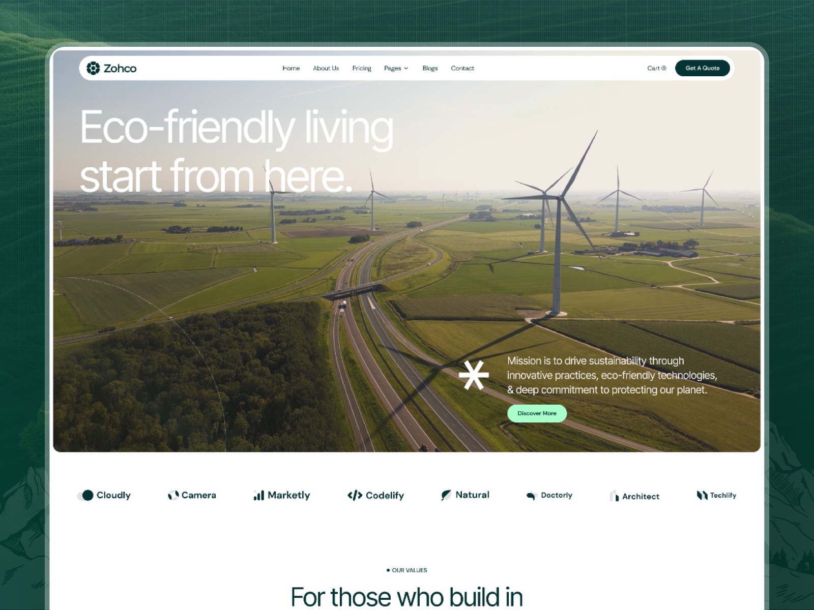 Zohco — Free Eco & Sustainability Brand Framer Template preview