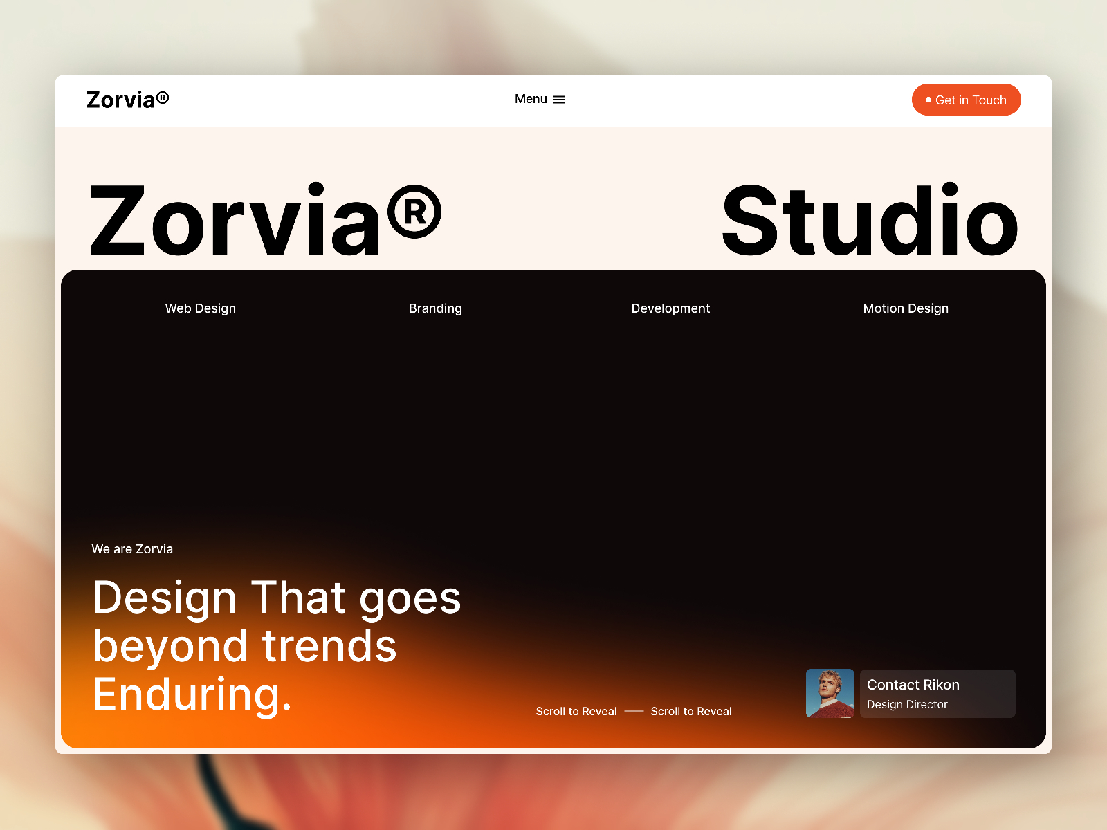 Zorvia — Free Portfolio Framer Template preview
